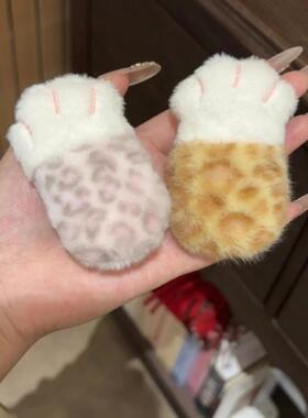 原宿辣妹可爱小猫爪发夹发饰夹子毛绒秋冬刘海夹发卡头饰女韩版