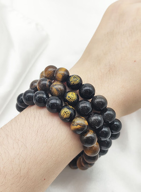 男女通用十八黄虎眼银曜石手链