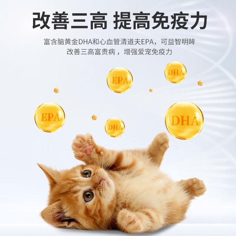 禾生烁宠物猫咪狗狗深海鱼油软胶囊营养品omega3美毛护肤犬脂肪酸 - 图0