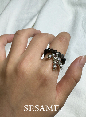 烟花系列红玛瑙串珠戒指小众设计