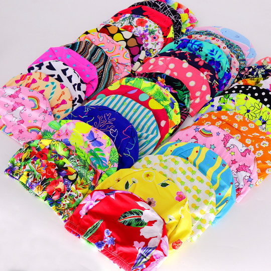 厂家批发锦纶游泳帽男女成人布帽印花纯色黑色高弹舒适不勒头温泉