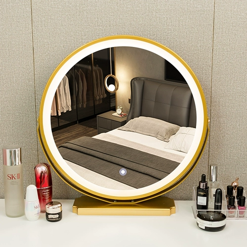 Интеллектуальная световая роскошная рабочая стола светодиодные светодиодные макияж зеркал спальня Простая начинка Студенты могут вращаться и зеркало макияжа