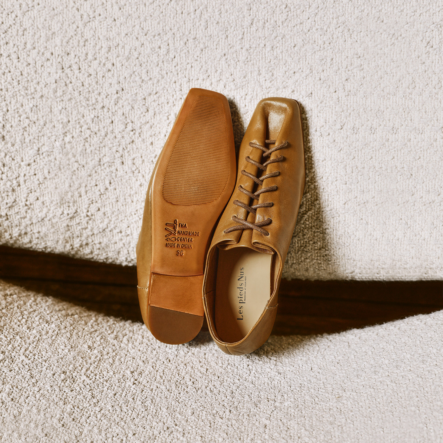Les Pieds Nus 原创设计 超软水洗羊皮 复古手工德比单鞋女真皮底,淘宝优惠券,粉丝福利购,淘宝优惠卷
