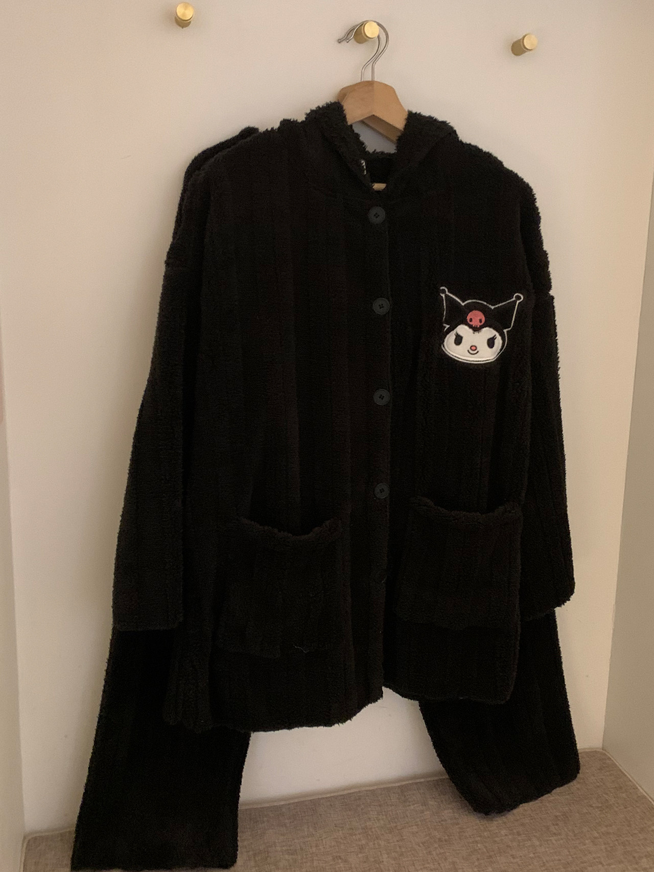 韩国卡通库洛米连帽加厚睡衣女秋冬季保暖毛绒纯色长袖长裤套装,淘宝优惠券,粉丝福利购,淘宝优惠卷