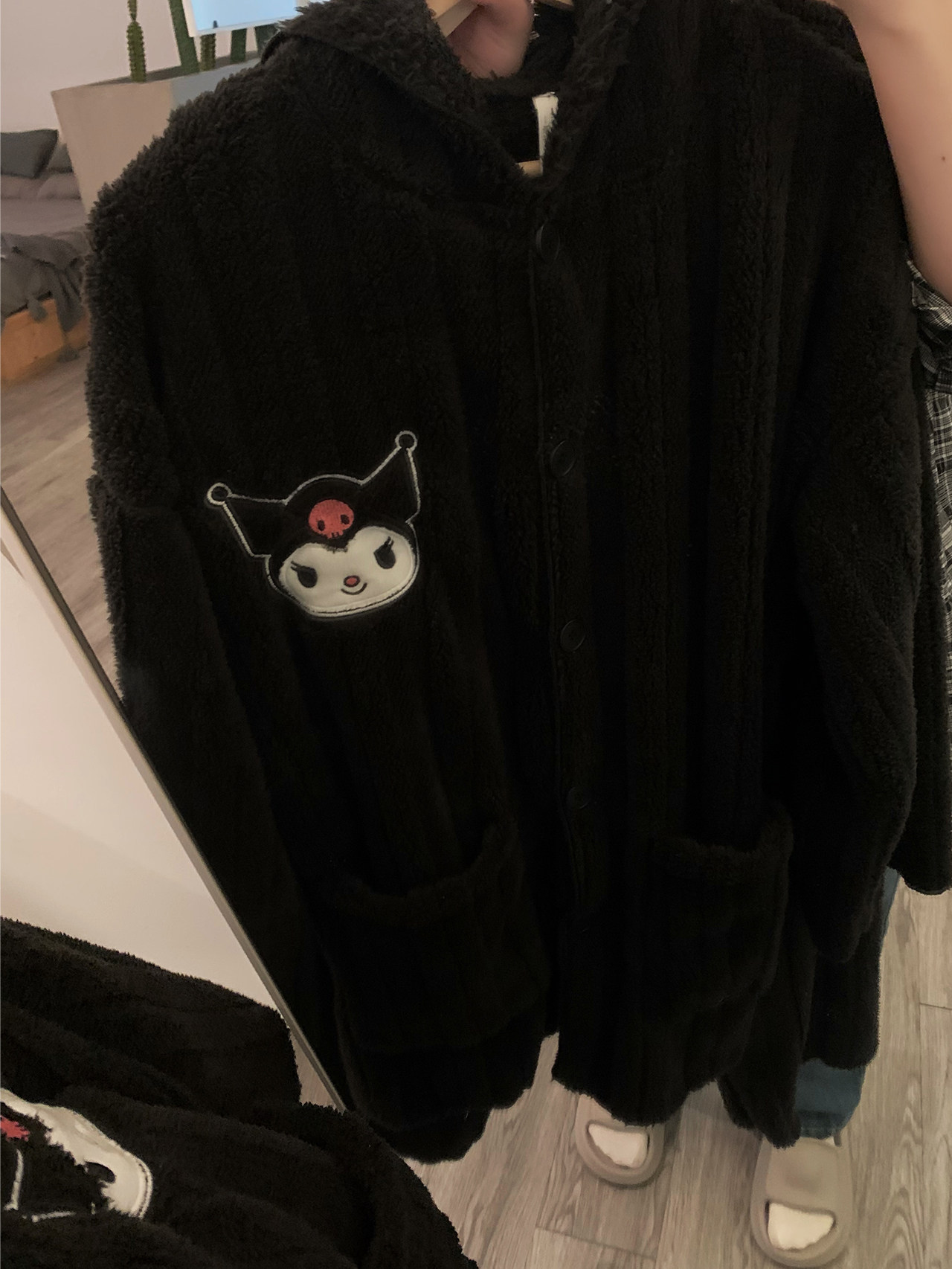 韩国卡通库洛米连帽加厚睡衣女秋冬季保暖毛绒纯色长袖长裤套装,淘宝优惠券,粉丝福利购,淘宝优惠卷