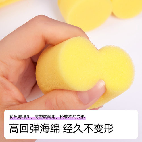 美乐童年海绵印章套装儿童颜料拓印工具幼儿园画画海绵棒绘画画刷 - 图3