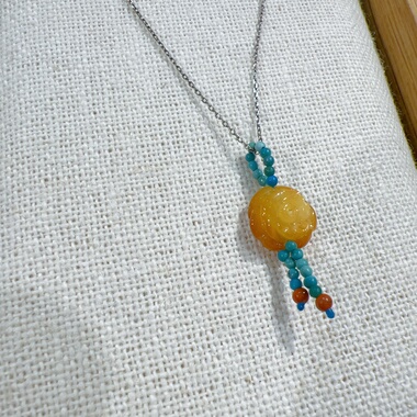 天然蜜蜡小花项链原创设计