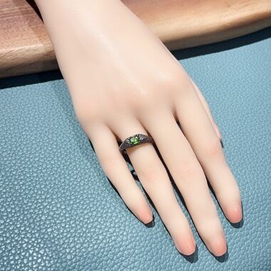 天然橄榄石小众设计情侣戒指