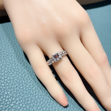 天然尖晶石紫锆石戒指女款925银