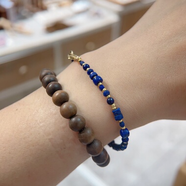 天然青金石沉香木手链原创设计小众轻奢ins风法式女长方形不规则