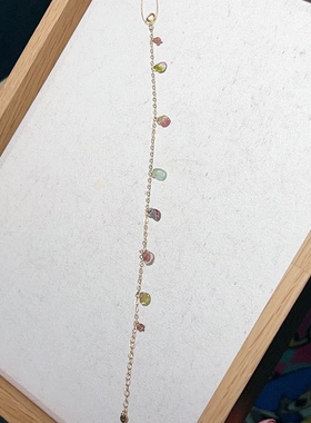 原创西瓜碧玺14k包金色手链