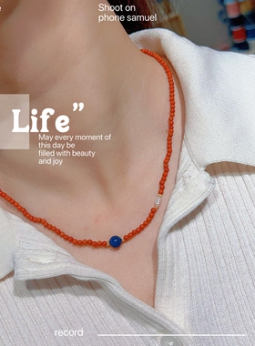 新年本命年南红珍珠锁骨链