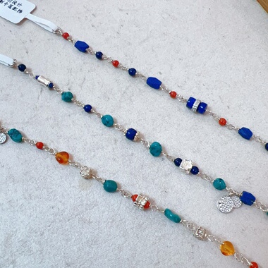 天然玉石重工绕线手链925银