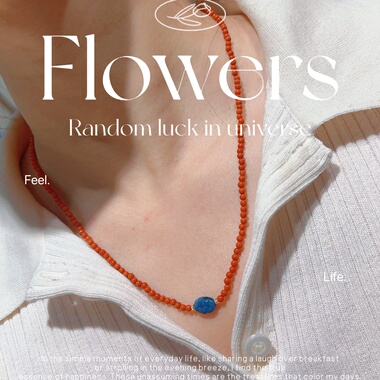 新中式南红蓝晶石3mm长款项链