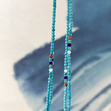 天然绿松石小米珠长款项链多种戴