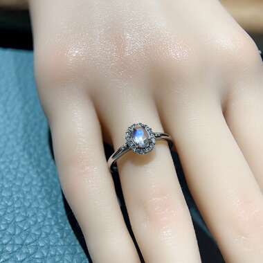 纯银镶嵌宝石饰品日韩开口可调节