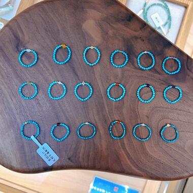 天然绿松石小米珠戒指2mm新中式国风极细叠戴小众设计感高级精致