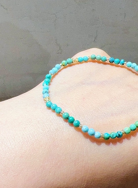悦昕朝原矿绿松石弹力手链3mm