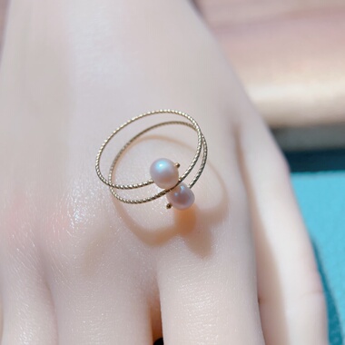 天然淡水珍珠裸粉色开口可调节