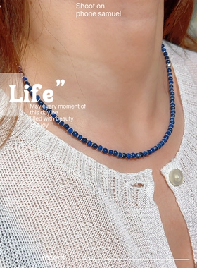 天然青金石小众轻奢锁骨链女款