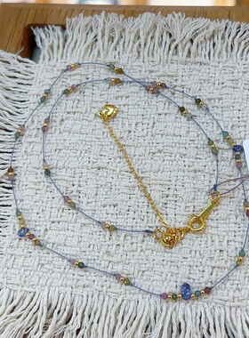 原创坦桑石水滴碧玺叠戴锁骨链