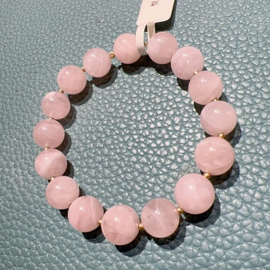 天然粉水晶手串单圈弹力绳