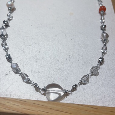 原创设计天然不规则白水晶南红珍珠毛衣链长款项链女款法式复古