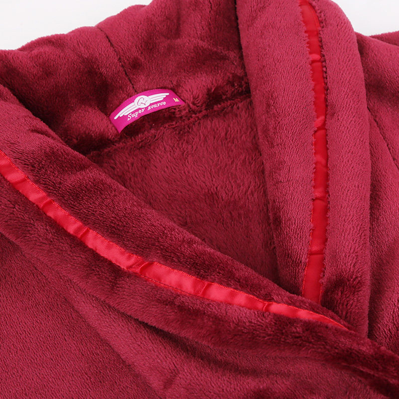 冬加长款珊瑚绒秋冬季男士红色睡袍 cy内衣睡袍/浴袍