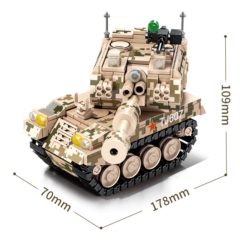 森宝拼装积木兵器文创自行榴弹炮坦克组装模型男孩拼插玩具203120 - 图3
