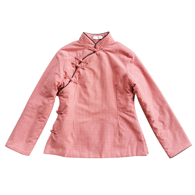 玉想【再相逢3】中式女装原创棉布小格子修身斜襟手工扣短款棉袄,淘宝优惠券,粉丝福利购,淘宝优惠卷