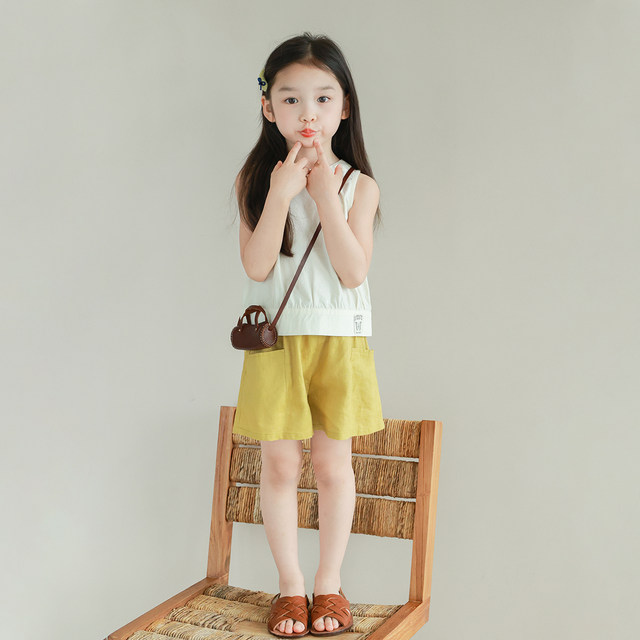 Big Ear Elephant Girls Pocket Shorts Summer Style New Girls Pants Casual and Versatile Solid Colors