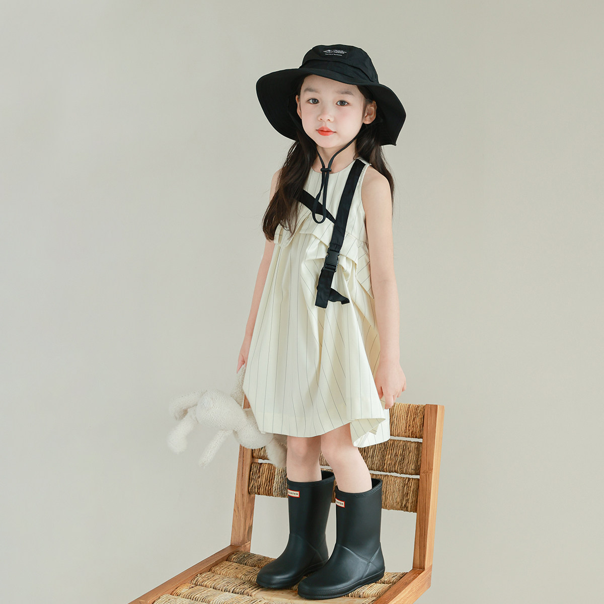 大耳象女童竖条不对称扣带背心裙夏季新款个性时尚裙子,淘宝优惠券,粉丝福利购,淘宝优惠卷