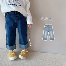 Big Ear Elephant Boy Clothing Curl Jeans 2022 Spring New Womens Baby Casual Fashion 100 Hitch Pants Children Long Pants