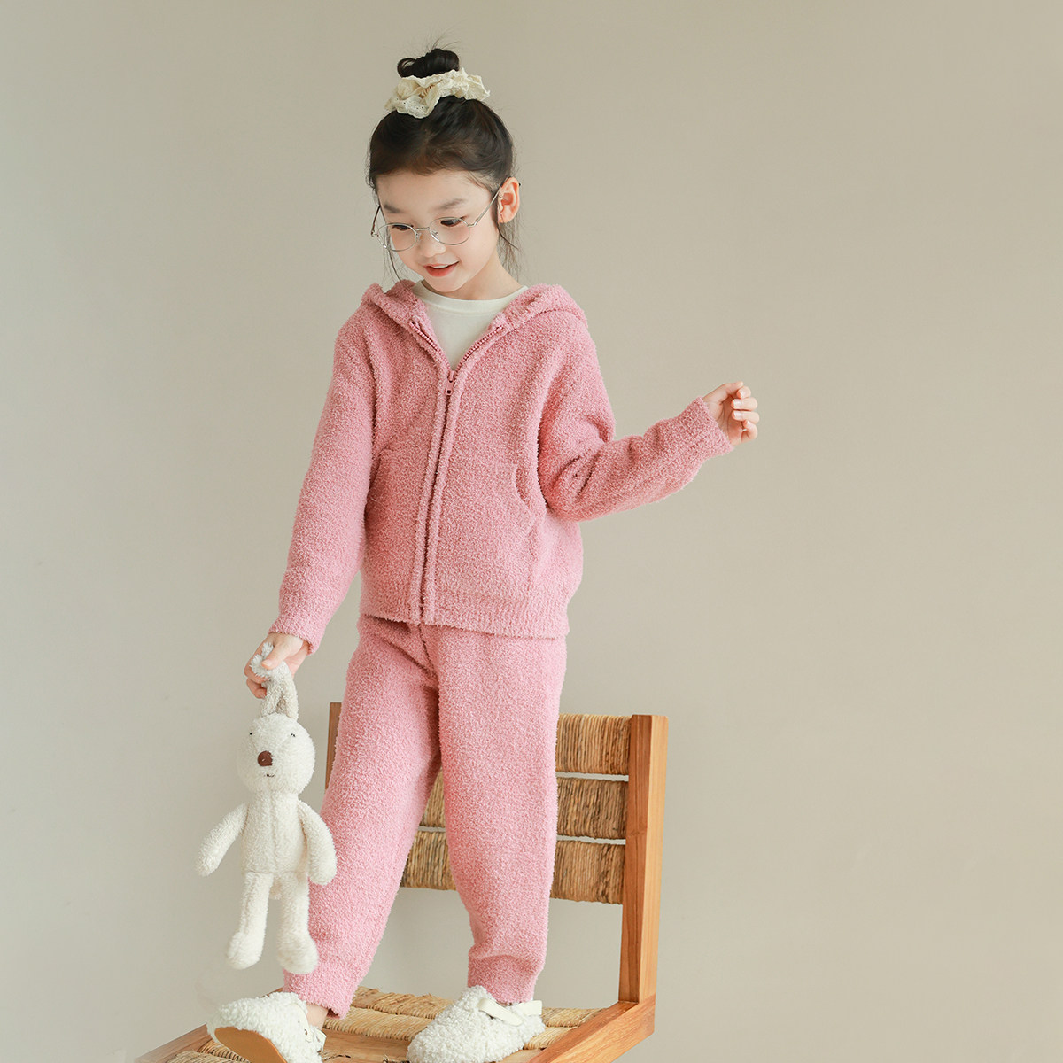 大耳象女童连帽毛绒外套毛绒收口裤冬季新款女宝套装,淘宝优惠券,粉丝福利购,淘宝优惠卷