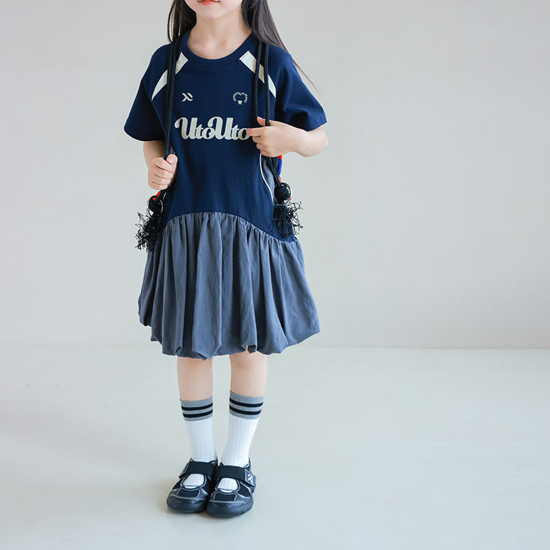 大耳象女童拼接T恤连衣裙夏季新款宝儿纯棉薄花苞裙子,淘宝优惠券,粉丝福利购,淘宝优惠卷