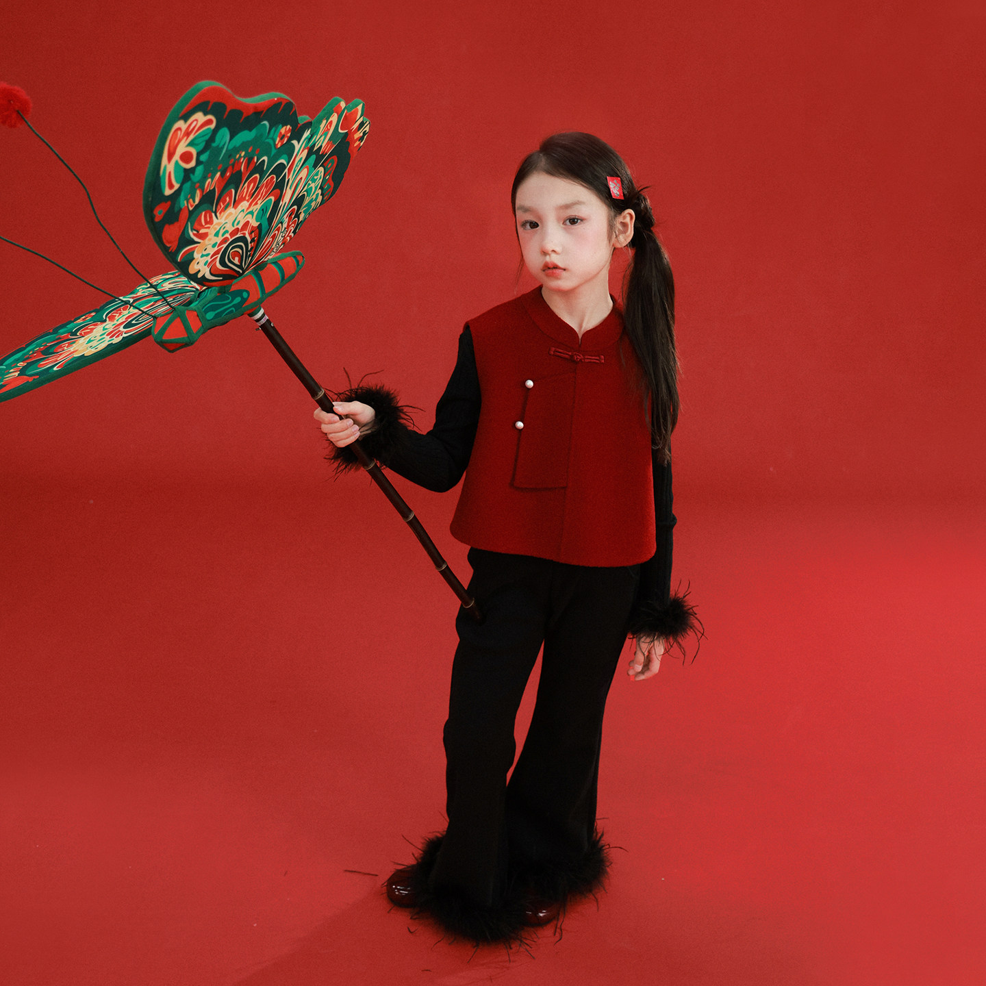 大耳象女童手工盘扣新中式双面呢马甲冬款宝儿拜年服纯羊毛上衣,淘宝优惠券,粉丝福利购,淘宝优惠卷