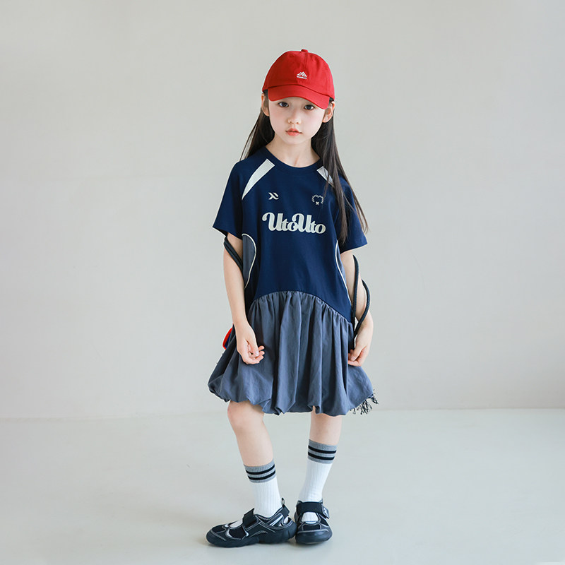 大耳象女童拼接T恤连衣裙夏季新款宝儿纯棉薄花苞裙子,淘宝优惠券,粉丝福利购,淘宝优惠卷