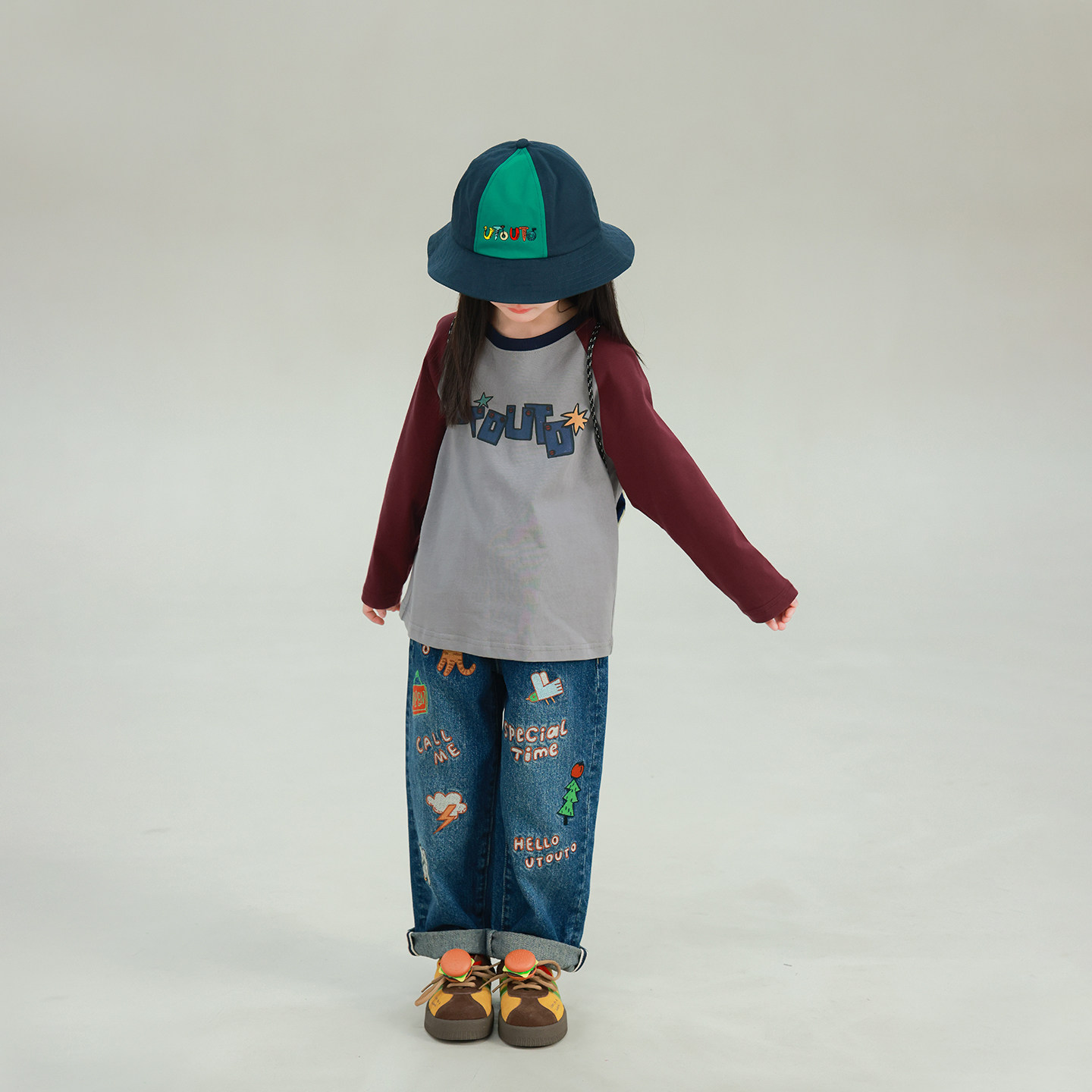 大耳象女童字母刺绣牛仔裤2026春季新款宝儿直筒百搭休闲宽松裤子,淘宝优惠券,粉丝福利购,淘宝优惠卷