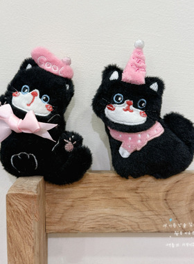 毛绒卡通搞怪小猫玩偶胸针装饰品