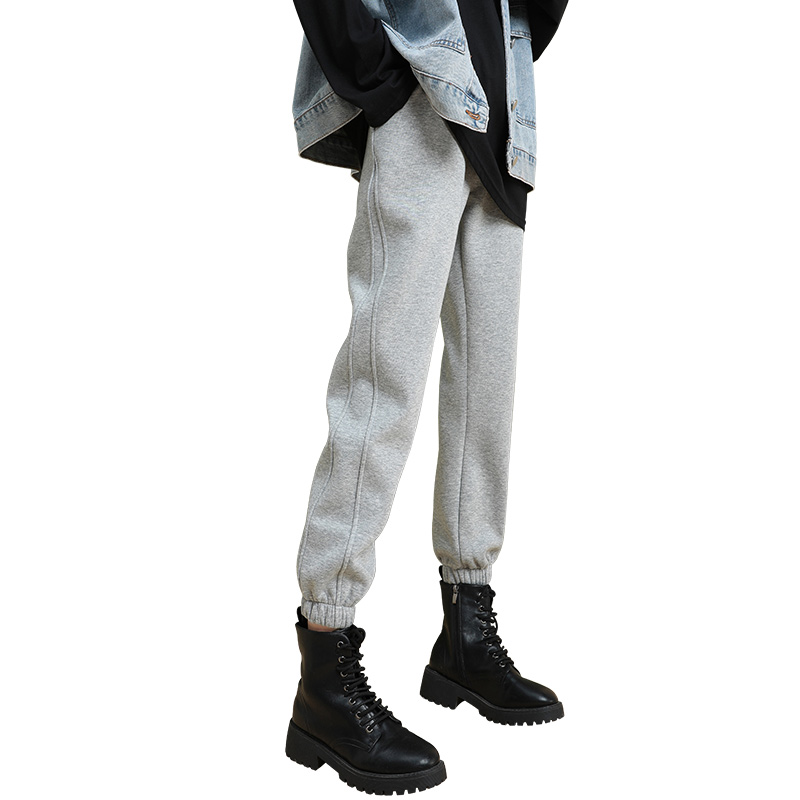 羊羔绒秋冬宽松显瘦加绒保暖裤子 偶顶休闲裤