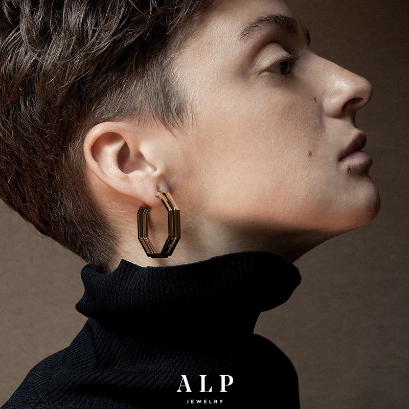 ALP JEWELRY 江疏影同款 欧美个性高级感设计师品牌时尚大圈耳环 - 图1