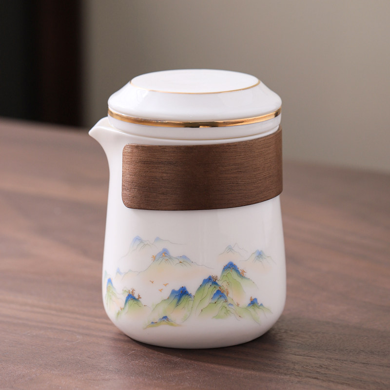 羊脂玉白瓷旅行茶具套装便携式户外旅游泡茶壶快客杯一壶六杯定制,淘宝优惠券,粉丝福利购,淘宝优惠卷