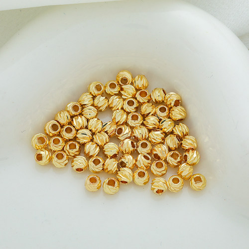 14k包金保色横切花珠保色圆珠隔珠diy手工串手链项链饰品首饰散珠 - 图0