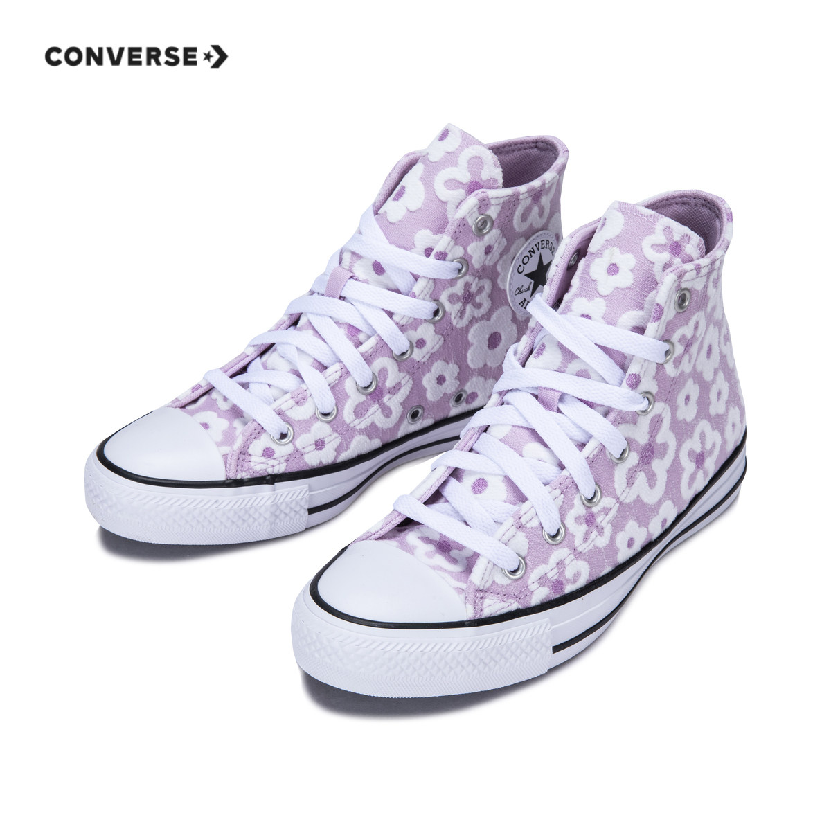 converse匡威儿童鞋女童大童花朵图案高帮帆布鞋2025新品A08118C,淘宝优惠券,粉丝福利购,淘宝优惠卷