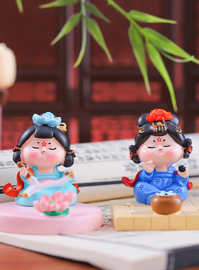 古风美女唐小环琴棋书画系列手机支架装饰品摆件家居追剧厂家批发