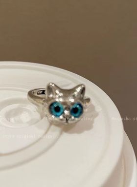 猫咪小蛇戒指女2023年新款时尚个性冷淡风食指戒气质网红闺蜜戒指