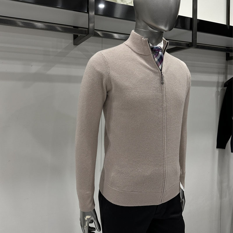 秋冬新款男士山羊绒绵羊毛针织拉链开衫 微厚提花390克26支羊毛衫,淘宝优惠券,粉丝福利购,淘宝优惠卷