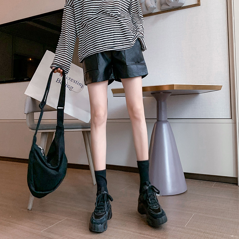 孕妇皮外穿秋冬季宽松潮妈打底裤子 沐月母婴孕妇打底裤