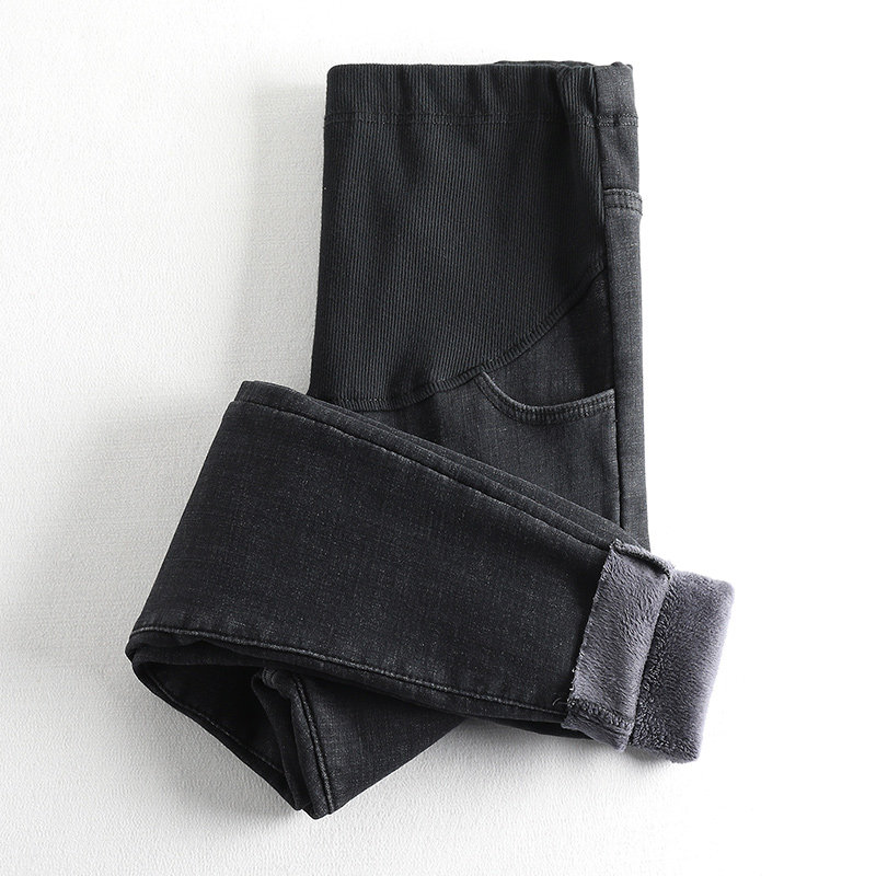 外穿秋冬加绒潮妈时尚黑色孕妇裤子 沐月母婴孕妇打底裤