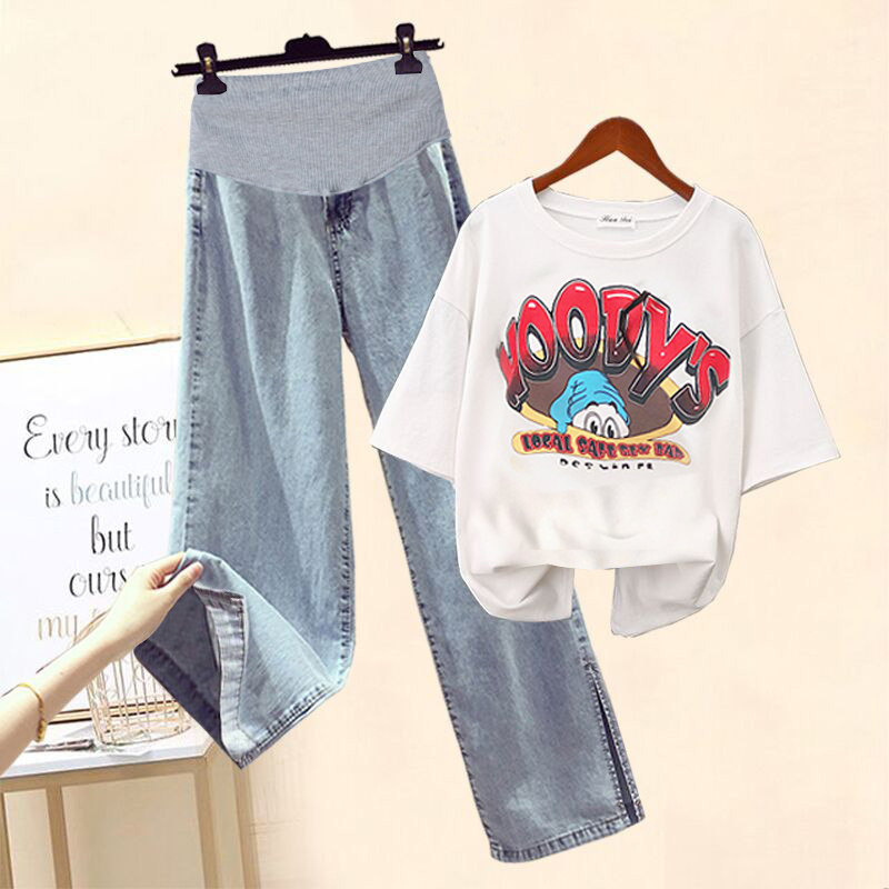 孕妇装夏装夏季外出网红裤子宽松 沐月母婴套装